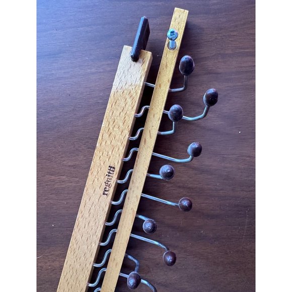 Wood & Brass Tie Rack Fratelli Reguitti, 1960s Vintage - Picture 1 of 10